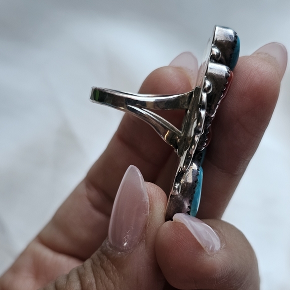 Turquoise Coral Sterling Ring - Picture 3 of 3